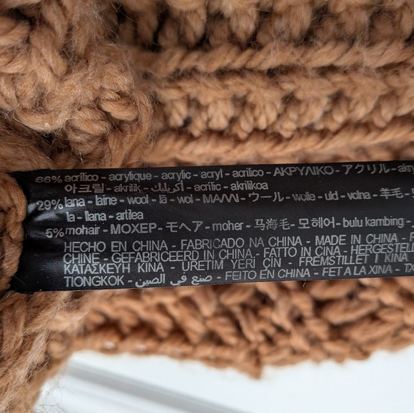 Zara oversized chunky knit sweater turtleneck brown medium - Picture 5 of 10